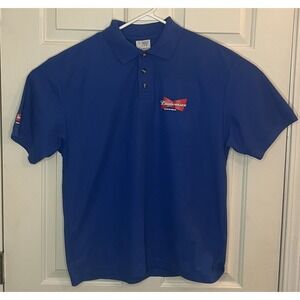 Budweiser Screen Stars‎ 65:35 Men's Large Blue Polo - Very Clean Sleeve Logo